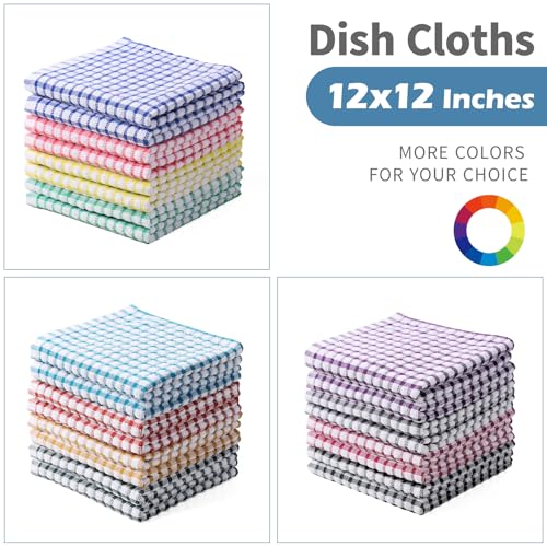 Oeleky Dish Cloths for Kitchen Washing Dishes, Super Absorbent Dish Rags, Cotton Terry Cleaning Cloths Pack of 8, 12x12 Inches - Image 4