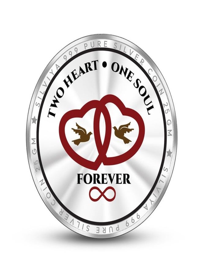 Silviya BIS Hallmarked 25 Years Marriage Anniversary Silver Coin 25 Gm | 999 Pure Silver Coin | Silver Jubilee Celebration | Gift for Couple | With Certificate of Authenticity - Image 3
