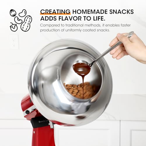 Aieve Snack Coater Compatible with KitchenAid Tilt-Head Stand Mixer for Making Chocolate Covered Almonds, Pistachio, Peanut, Freeze Dried Strawberry, Raisin, Macadamia Nuts and Blueberry - Image 2