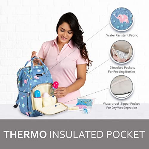 PACKNBUY Diaper Bag for Mothers for Travel, Hospital Bag for Delivery Women Spacious, Insulated Bottle Pockets, Water Resistant with Multiple Pockets to Store Newborn Baby Products (Blue) - Image 2