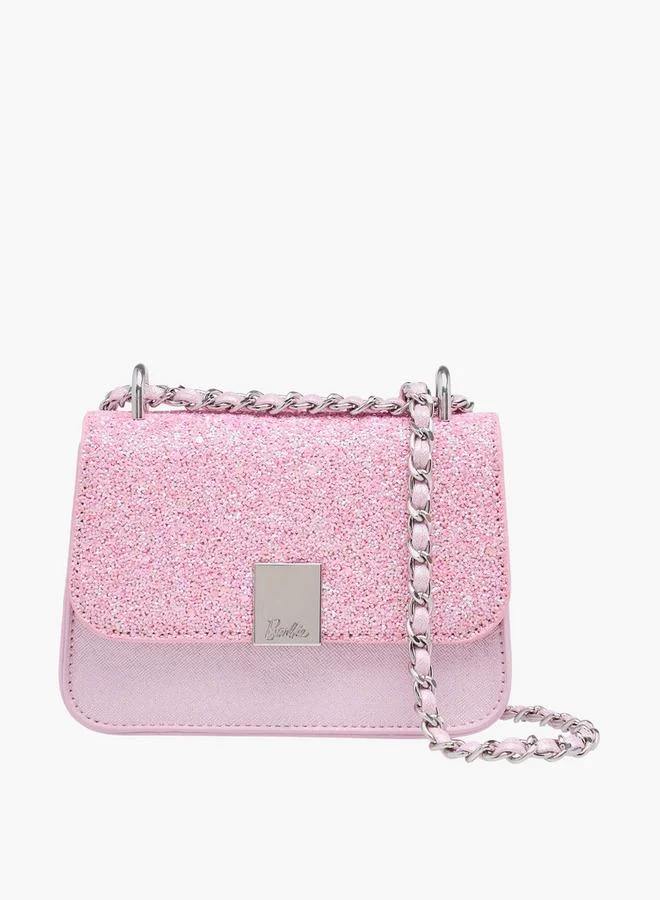 باربي Glitter Embellished Crossbody Bag With Chain Strap