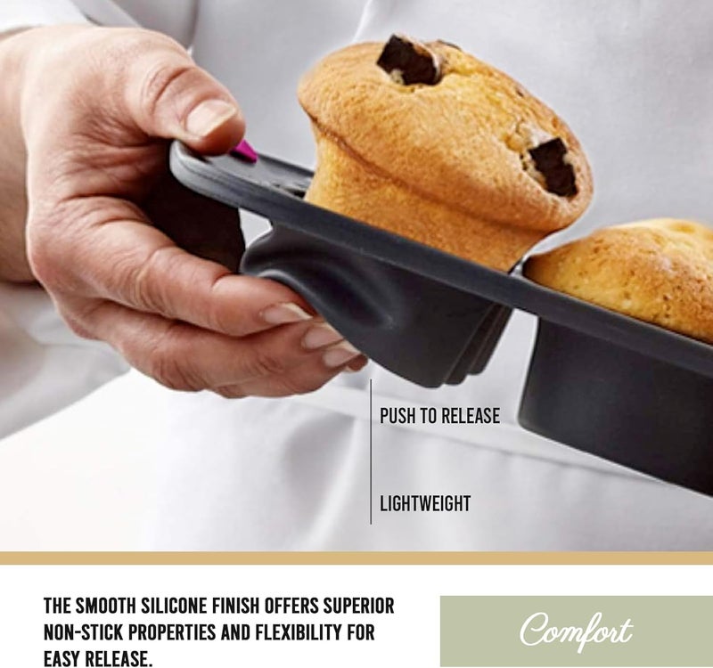 Trudeau Structure Silicone Muffin Pan  12 Cup Flexible Silicone with Hard Lining to Hold Shape NonStick BPAFree Dishwasher Safe Heat Resistant to 428F  GreyMint - Image 4