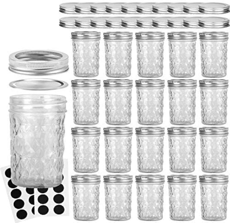 VERONES Mason Jars 8OZ 8 OZ Canning Jars Jelly Jars with Regular Lids and Bands Ideal for Jam Honey Wedding Favors Shower Favors 20 PackExtra 20 Lids