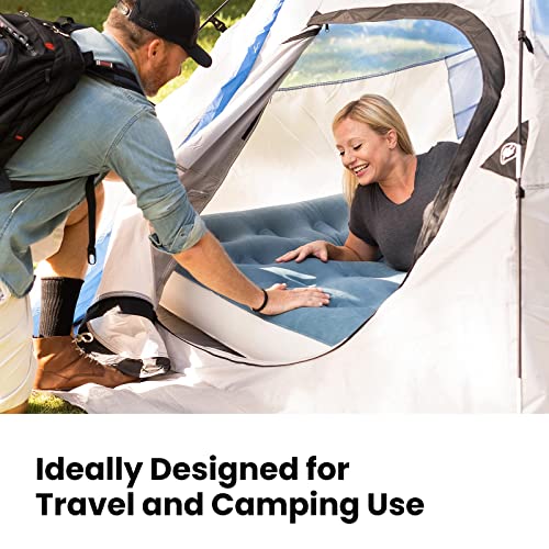 InnoTruth Twin Camping Air Mattress Bed, Single High Inflatable Airbed for Guests, Elevated Blow Up Mattresses with Handheld Rechargeable Pump, Portable and Foldable Bed for Home & Travel, Cyan - Image 3