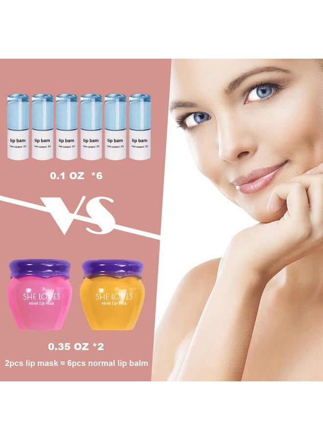 She Loves 2PCS Lip Mask Overnight, Honey&Sakura Day and Night Repair Sleeping Lip Balm, Fade Lip Lines Bee Balm, Hydrating &Prevention Dry and Crack Lip Scrubs Exfoliator - Image 4