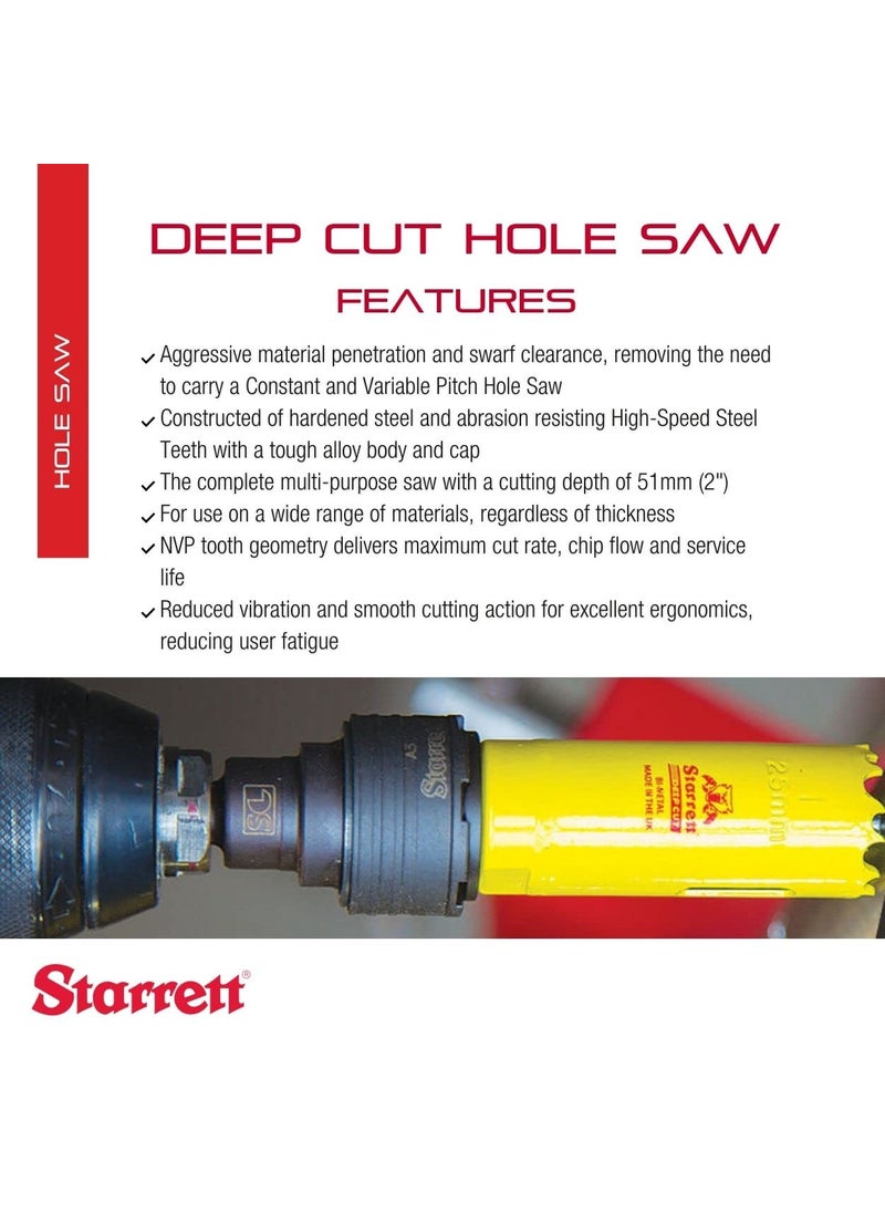 Starrett Starrett BiMetal Deep Cut Hole Saw with Abrasion Resistant HSS Teeth  Ideal for Cutting Metal Steel and Wood  212 Diameter 2 Depth  DCH0212G  - Image 2