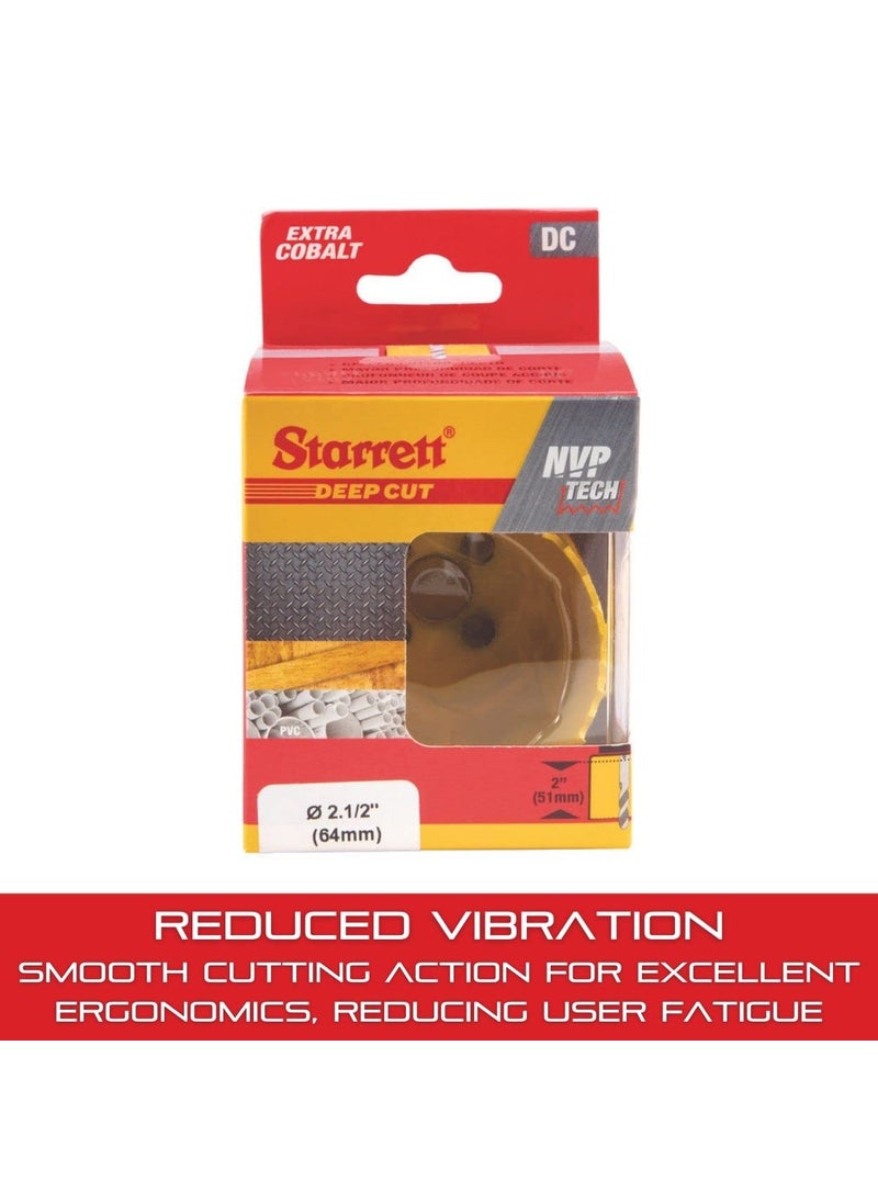 Starrett Starrett BiMetal Deep Cut Hole Saw with Abrasion Resistant HSS Teeth  Ideal for Cutting Metal Steel and Wood  212 Diameter 2 Depth  DCH0212G  - Image 5