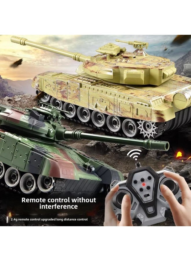 Simulation Remote Control Tank Crawler Model Toy Tank With Light Music Shooting Outdoor Children's Toys-Color:DH999-75 Nine Channel-2.4G Desert Yellow Tank - Image 4