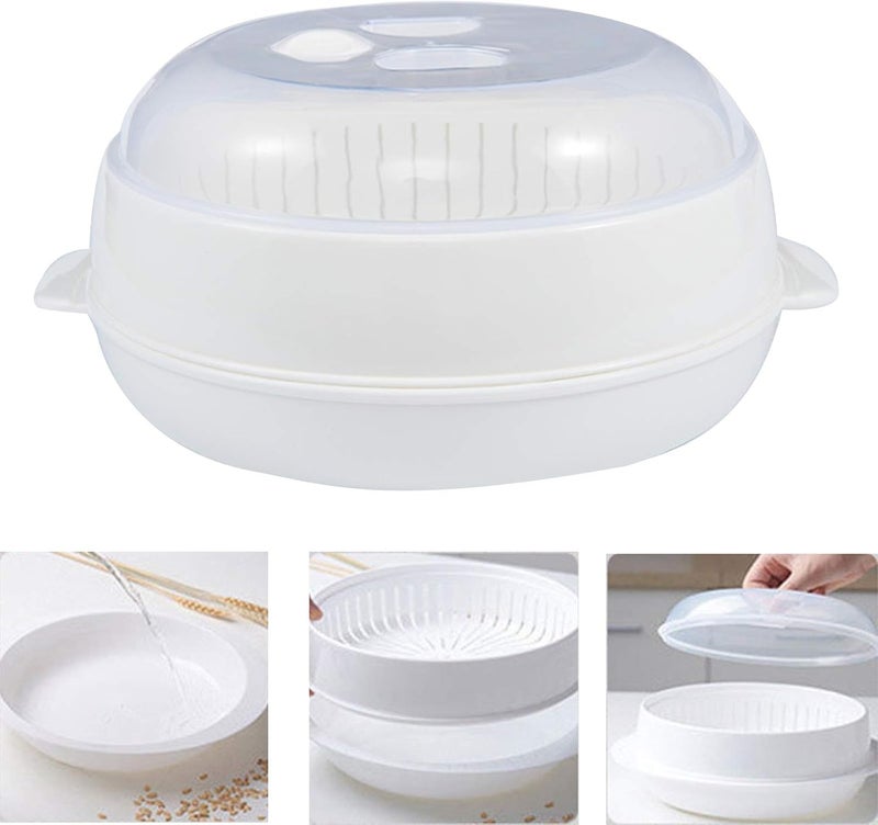 FEOOWV 1-طبقة مبخرة ميكروويف للتدفئة، مبخرة للمطبخ المنزلي، أبيض - Image 2