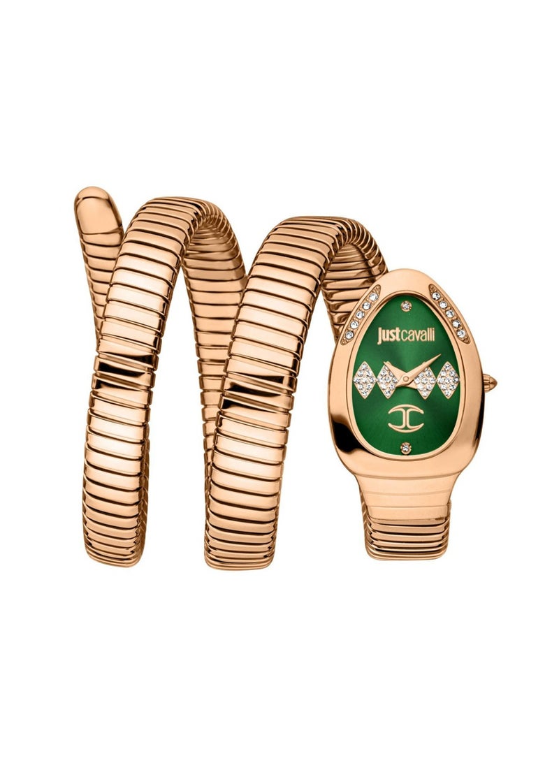 Just Cavalli ساعة نسائية فيزوزو كوارتز ذهبية وردية من الفولاذ المقاوم للصدأ JC1L230M0055 - Image 1