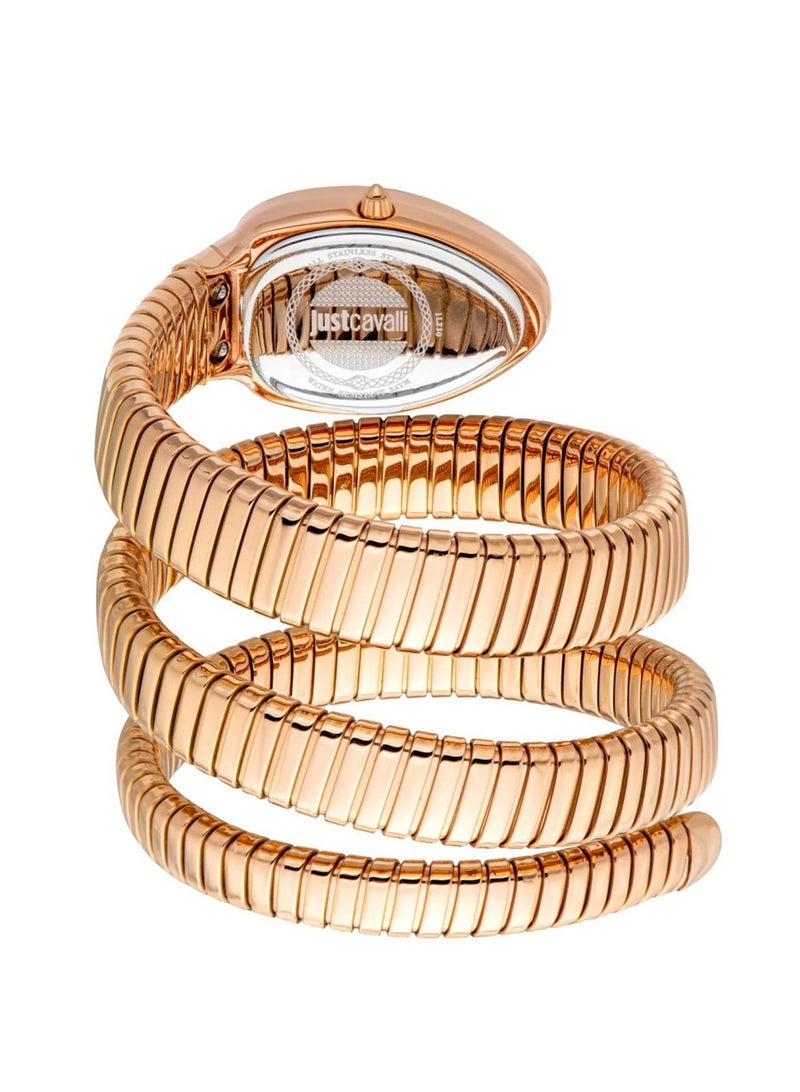 Just Cavalli ساعة نسائية فيزوزو كوارتز ذهبية وردية من الفولاذ المقاوم للصدأ JC1L230M0055 - Image 3