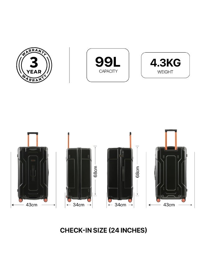 TOM CRUISER Trunk Case Hard Shell Trolley Bag 24 Inch Black | Premium PC Composite Medium Luggage with Deep Trunk Storage, 360° Spinner Wheels, TSA Lock & 3 Year Warranty - Image 5