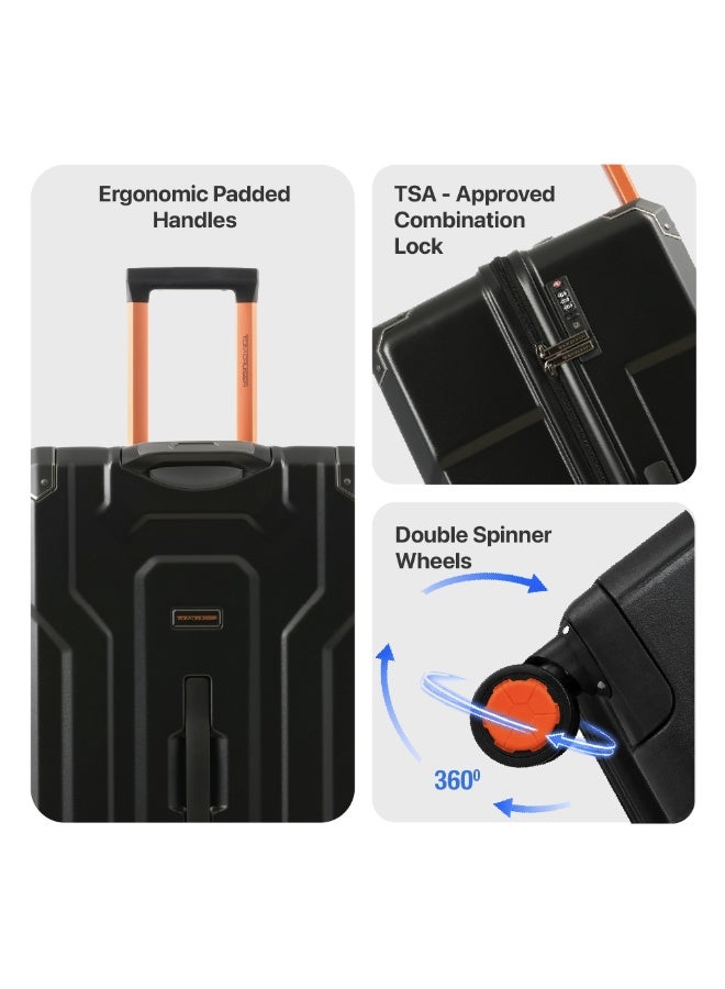 TOM CRUISER Trunk Case Hard Shell Trolley Bag 24 Inch Black | Premium PC Composite Medium Luggage with Deep Trunk Storage, 360° Spinner Wheels, TSA Lock & 3 Year Warranty - Image 3