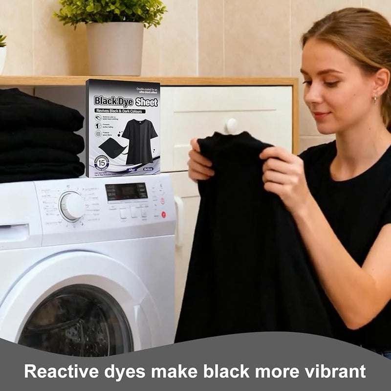 Black Fabric Dye Sheets 15 Pieces All Purpose Machine Wash Clothes Renewal - Image 3