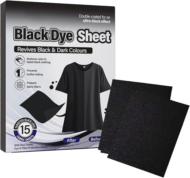 Black Fabric Dye Sheets 15 Pieces All Purpose Machine Wash Clothes Renewal - Image 2