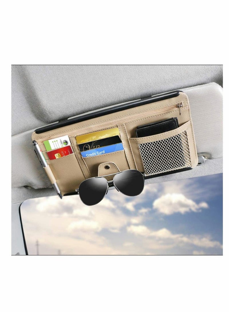 Excefore ELECDON Car Interior Accessories Pocket Organizer, Car Sun Visor Organizer Auto Visor Pocket and Interior Accessories, Auto Glasses Ticket Documents Folder Mobile Phone Organizer with Hard Back - Image 2