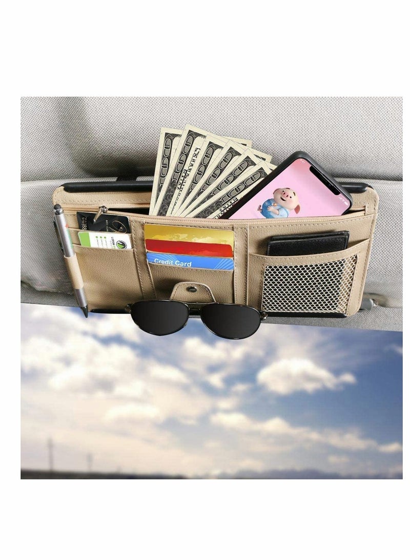 Excefore ELECDON Car Interior Accessories Pocket Organizer, Car Sun Visor Organizer Auto Visor Pocket and Interior Accessories, Auto Glasses Ticket Documents Folder Mobile Phone Organizer with Hard Back - Image 1