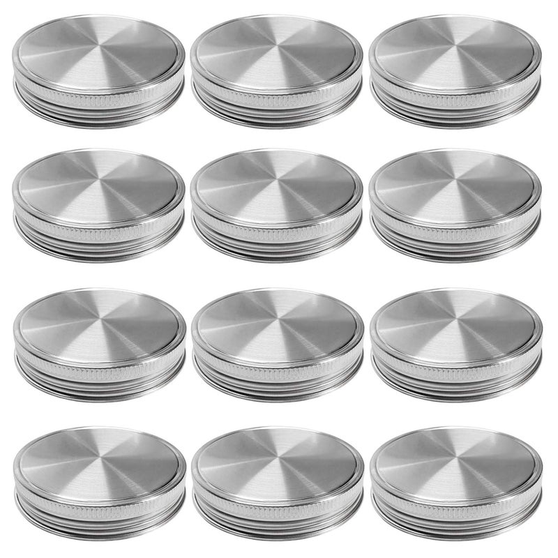 Stainless Steel Mason Jar Lids Storage Caps with Silicone Seals for Regular Mouth Size Jars Polished Surface Reusable and Leak Proof Pack of 12 12Pack Regular Mouth stainless steel