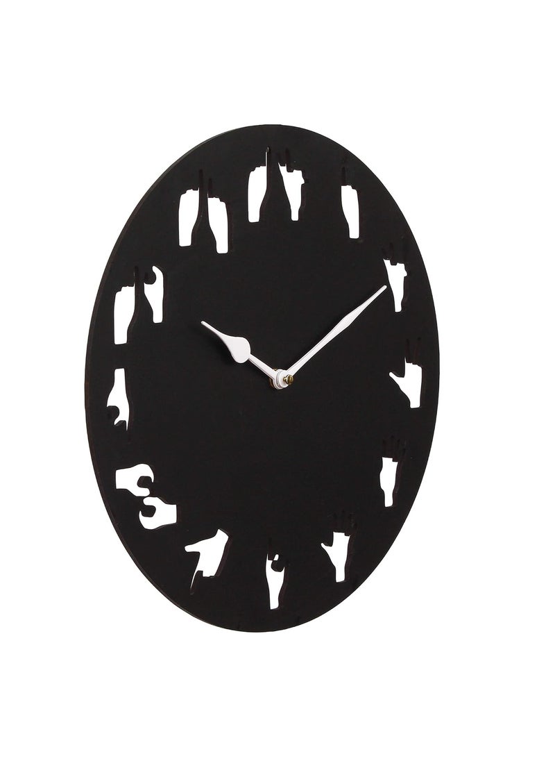 Webelkart Webelkart Stylish Beautiful Round Wooden Wall Clock for Home and Office Decor| Wall Clock for Bedrrom| Wall Clock for Living Room (30 cm x 30 cm x 2.8 cm, Black)- Without Glass  - Image 4
