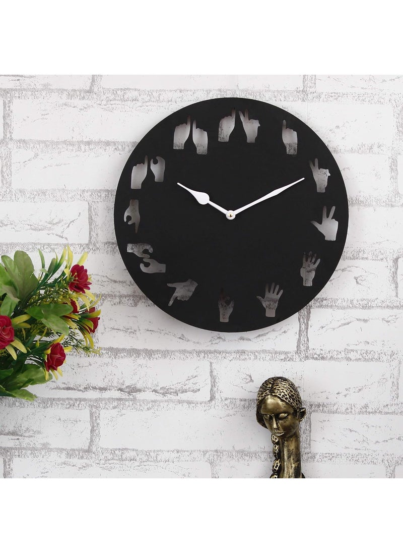 Webelkart Webelkart Stylish Beautiful Round Wooden Wall Clock for Home and Office Decor| Wall Clock for Bedrrom| Wall Clock for Living Room (30 cm x 30 cm x 2.8 cm, Black)- Without Glass  - Image 2
