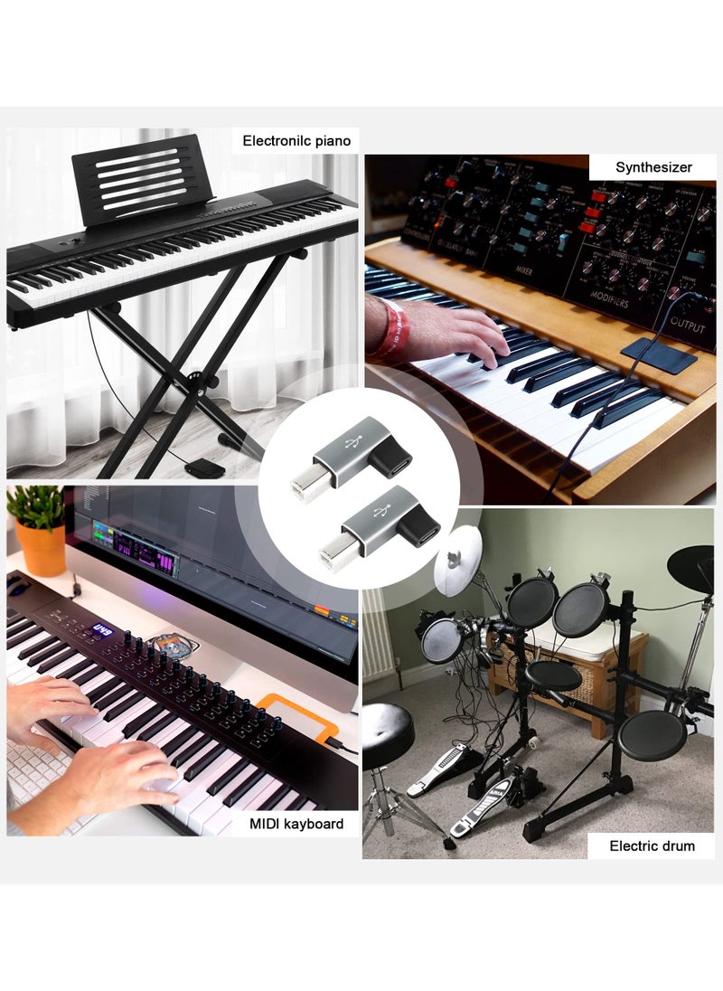 SANMUGEED SANMUGEED 2 Pack 90 Degree USB B to USB C Adapter, 90 Degree Type C Female to MIDI Converter Compatible with Printer, Electric Piano, Laptops and More Type-C Devices  - Image 3