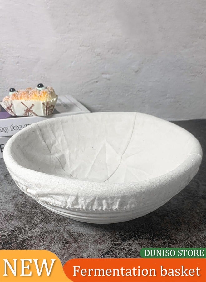 إسكدنيا سلة تخمير الخبز الدائرية من الروطان 100% روطان طبيعي لصنع الخبز مع بطانات قماشية للخبازين المحترفين والهواة - Image 1