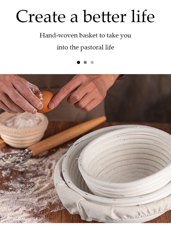 إسكدنيا سلة تخمير الخبز الدائرية من الروطان 100% روطان طبيعي لصنع الخبز مع بطانات قماشية للخبازين المحترفين والهواة - Image 5