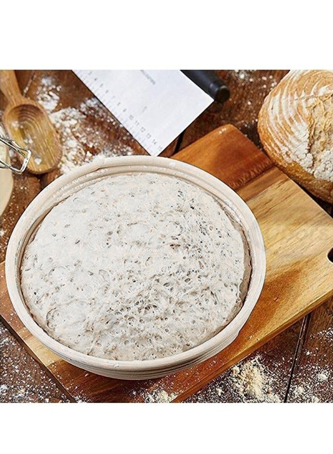 إسكدنيا سلة تخمير الخبز الدائرية من الروطان 100% روطان طبيعي لصنع الخبز مع بطانات قماشية للخبازين المحترفين والهواة - Image 2