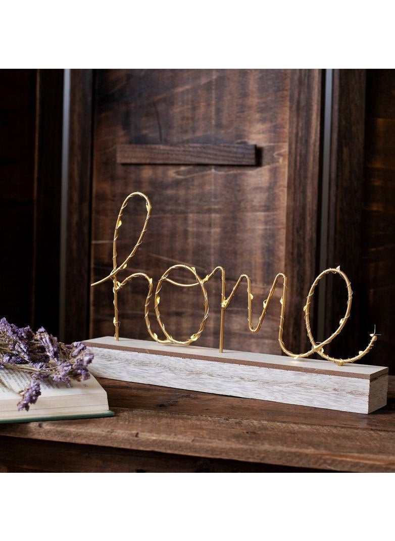 Generic - Decorative Romantic Lamp Letters Shaped with Wood Base - Image 1