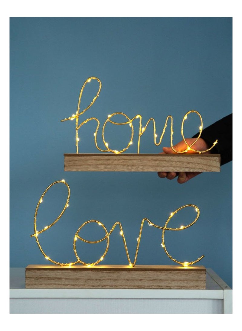 Generic - Decorative Romantic Lamp Letters Shaped with Wood Base - Image 1