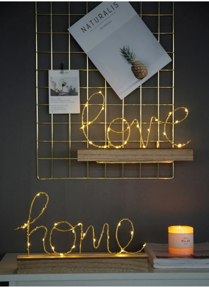 Generic - Decorative Romantic Lamp Letters Shaped with Wood Base - Image 1