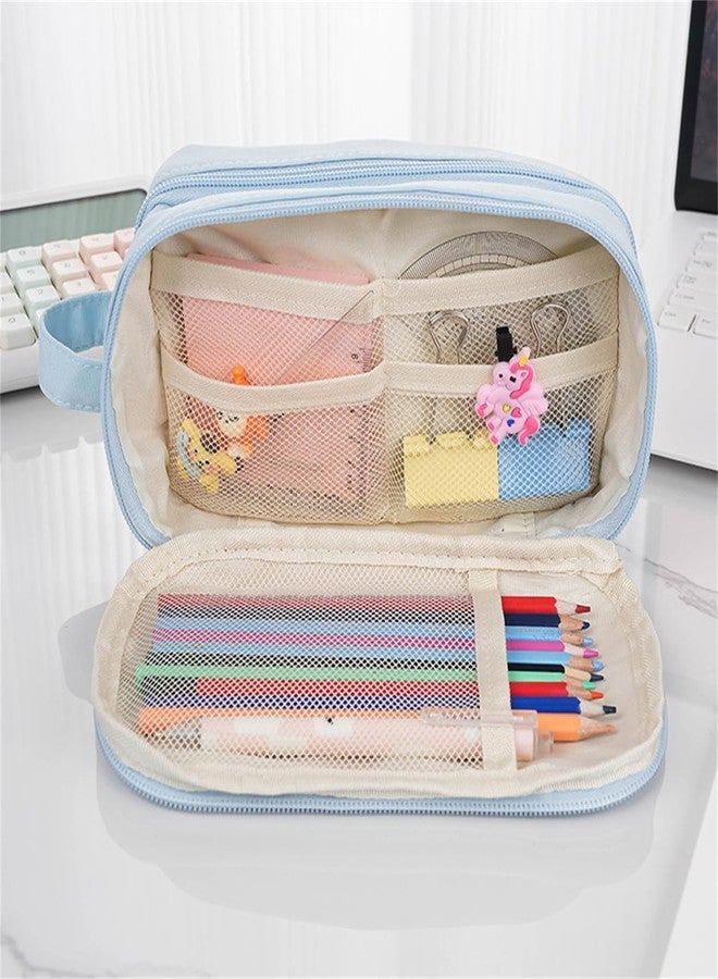 BAG IN ENTERPRISE Transparent Multi-Compartment Pencil Case – Dual Zipper, Large Capacity Organizer with Clear Front Window, Travel-Friendly Stationery Storage Pouch (Purple 03) - Image 5