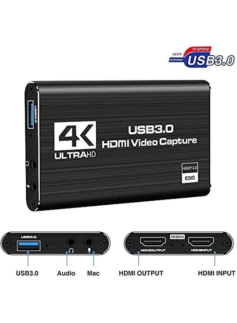 أم جي زي بطاقة التقاط HDMI بدقة 4K، بطاقة التقاط فيديو بدقة 4K، جهاز التقاط الصوت والفيديو عبر HDMI (USB 3.0، 1080P، 60 إطاراً في الثانية)، محول فيديو محمول ومحول التقاط الألعاب مخصص للبث المباشر للألعاب. - Image 2