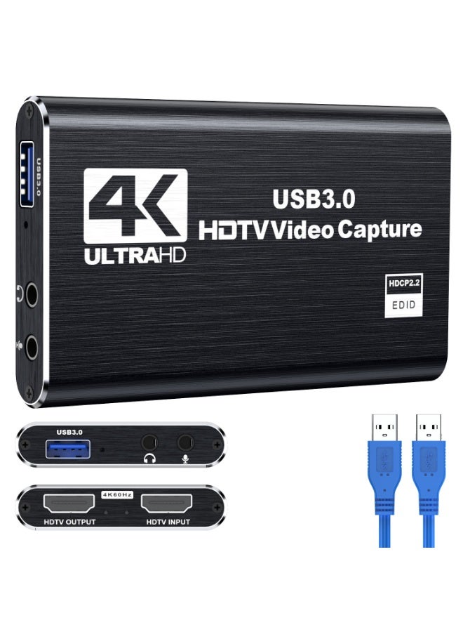أم جي زي بطاقة التقاط HDMI بدقة 4K، بطاقة التقاط فيديو بدقة 4K، جهاز التقاط الصوت والفيديو عبر HDMI (USB 3.0، 1080P، 60 إطاراً في الثانية)، محول فيديو محمول ومحول التقاط الألعاب مخصص للبث المباشر للألعاب. - Image 1