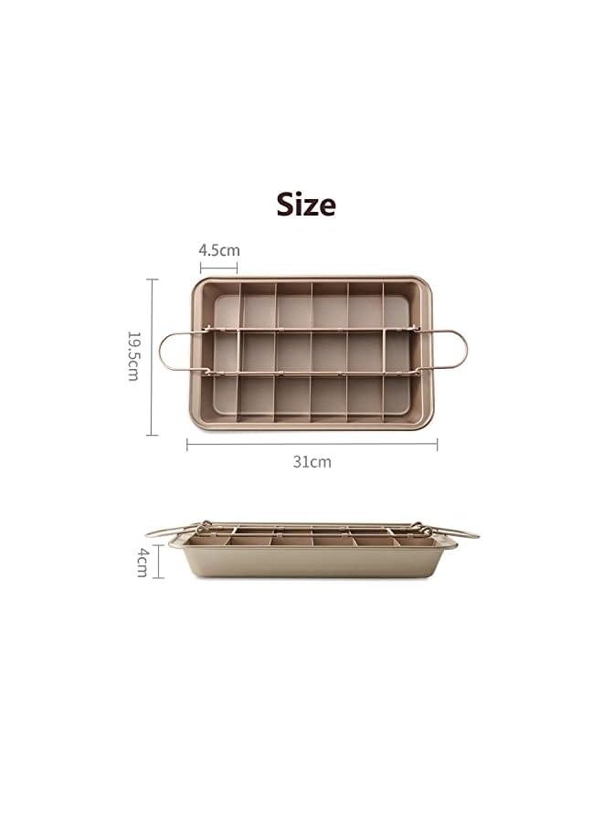PROMASS Cake Pan, Non Stick Brownie Pan with 18 Pre-slice Baking Tray Dividers Slice Solutions Cake Bakeware Carbon Steel Bakeware for Oven Baking - Image 3