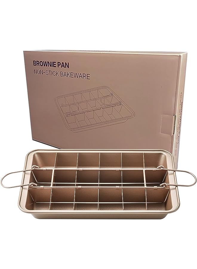 PROMASS Cake Pan, Non Stick Brownie Pan with 18 Pre-slice Baking Tray Dividers Slice Solutions Cake Bakeware Carbon Steel Bakeware for Oven Baking - Image 1