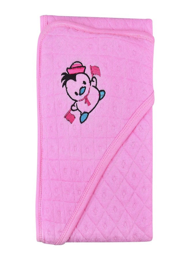 Little Fish Baby's Hooded Soft Cotton with Breathable Microfiber Filled Bath Towel Wrap (Pink) - Image 4