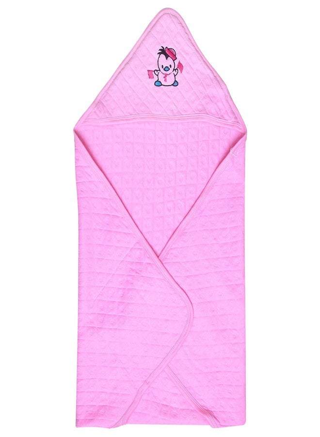 Little Fish Baby's Hooded Soft Cotton with Breathable Microfiber Filled Bath Towel Wrap (Pink) - Image 1