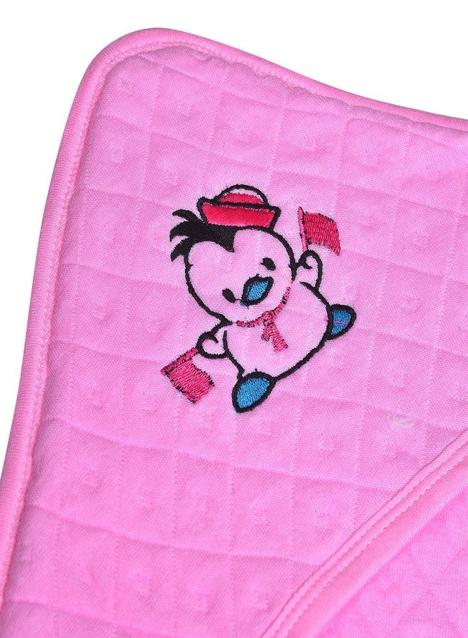 Little Fish Baby's Hooded Soft Cotton with Breathable Microfiber Filled Bath Towel Wrap (Pink) - Image 3