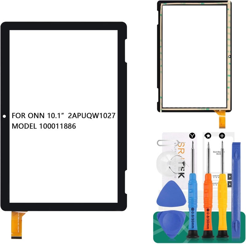 SRJTEK for Onn 10.1 inch Tablet 2APUQW1027 Touch Screen Replacement for ONN 100011886 Digitizer Repair Kits Black (Without LCD Screen) - Image 1