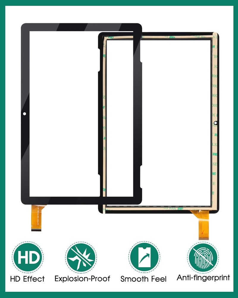 SRJTEK for Onn 10.1 inch Tablet 2APUQW1027 Touch Screen Replacement for ONN 100011886 Digitizer Repair Kits Black (Without LCD Screen) - Image 4