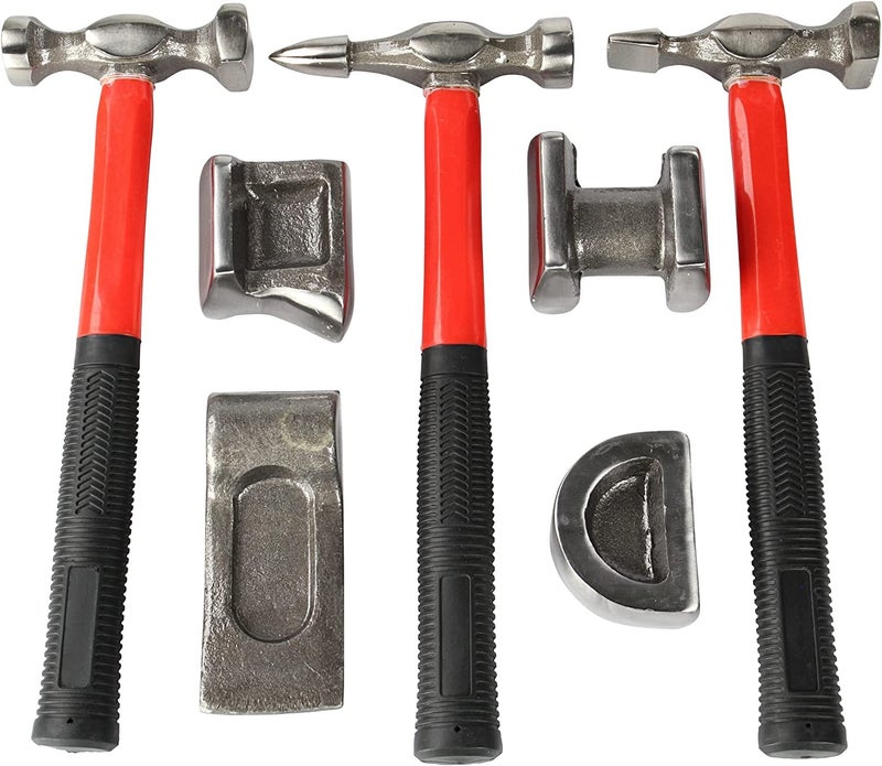 Keaa Auto Body Shaping and Forming Repair 7-Piece Kit – Fender Roller Fixer Dent Remover Tool Set with Hammer and Dolly - Image 2