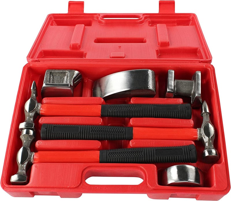 Keaa Auto Body Shaping and Forming Repair 7-Piece Kit – Fender Roller Fixer Dent Remover Tool Set with Hammer and Dolly - Image 1