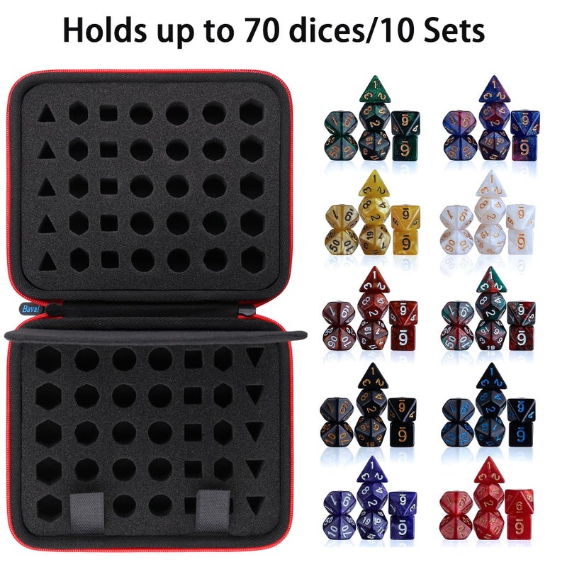 Baval Bavel DND Dice Case with Detachable Dice Sponge and Tray, D6 D20 Set Case for Dungeons and Dragons RPG, MTG, Table Games - Image 4