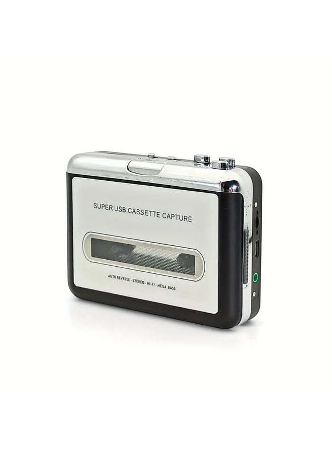 Silver Black Retro Cassette Player MP3 Converter USB Battery Portable High Quality Sound - Image 1