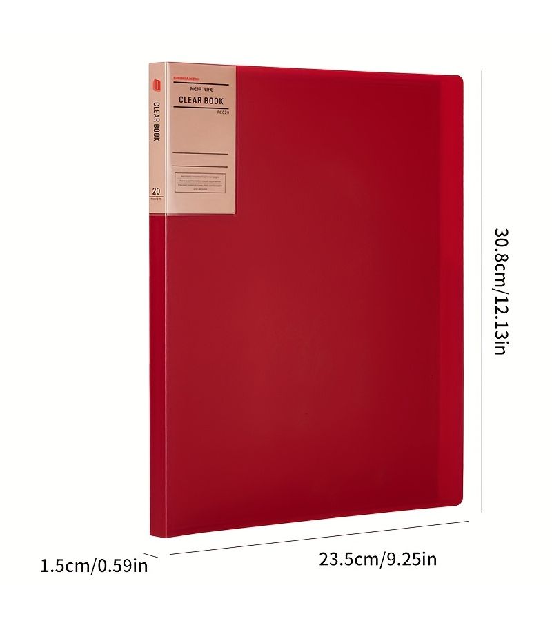 Vintage Red A4 Binder 20 Clear Transparent Inserts Multilayer Music Resource Book - Image 2