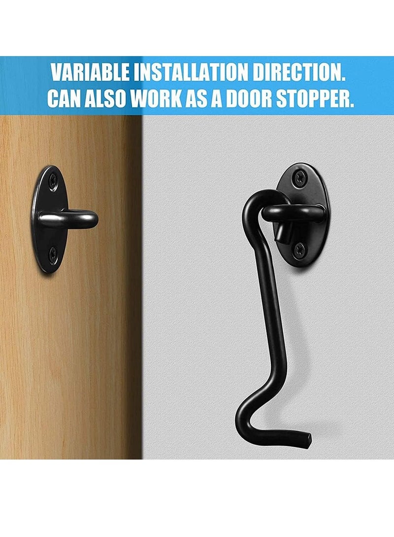 Bukela 2Pack Privacy Hook and Eye Latch Door Latch 4” for Upgrade Heavy Duty Barn Door Lock, Gate Latch, Cabin Hooks with mounting Screw, Best for Sliding Door, Bathroom, Window (Black)  - Image 3