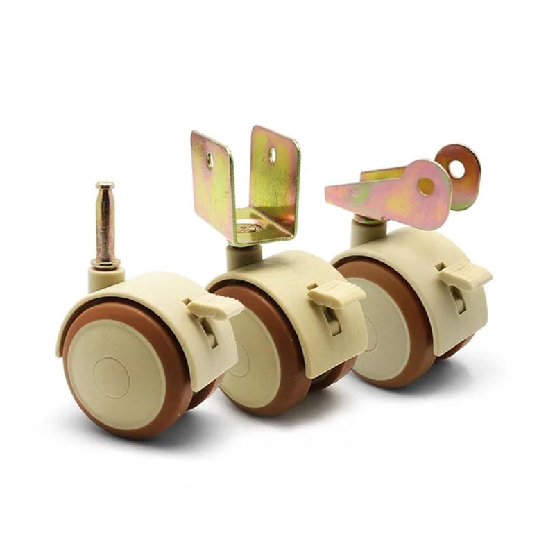 Aokley 4Pcs 2 Inch Nylon Swivel Caster Wheels With Brake And Clamp 22mm Color - Image 4