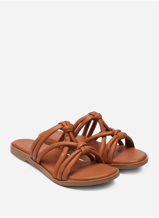 GNIST Solid Knot Strap Flat Sandals by Styli