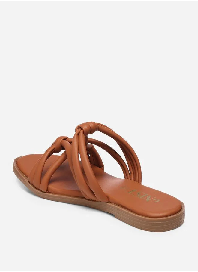GNIST Solid Knot Strap Flat Sandals by Styli